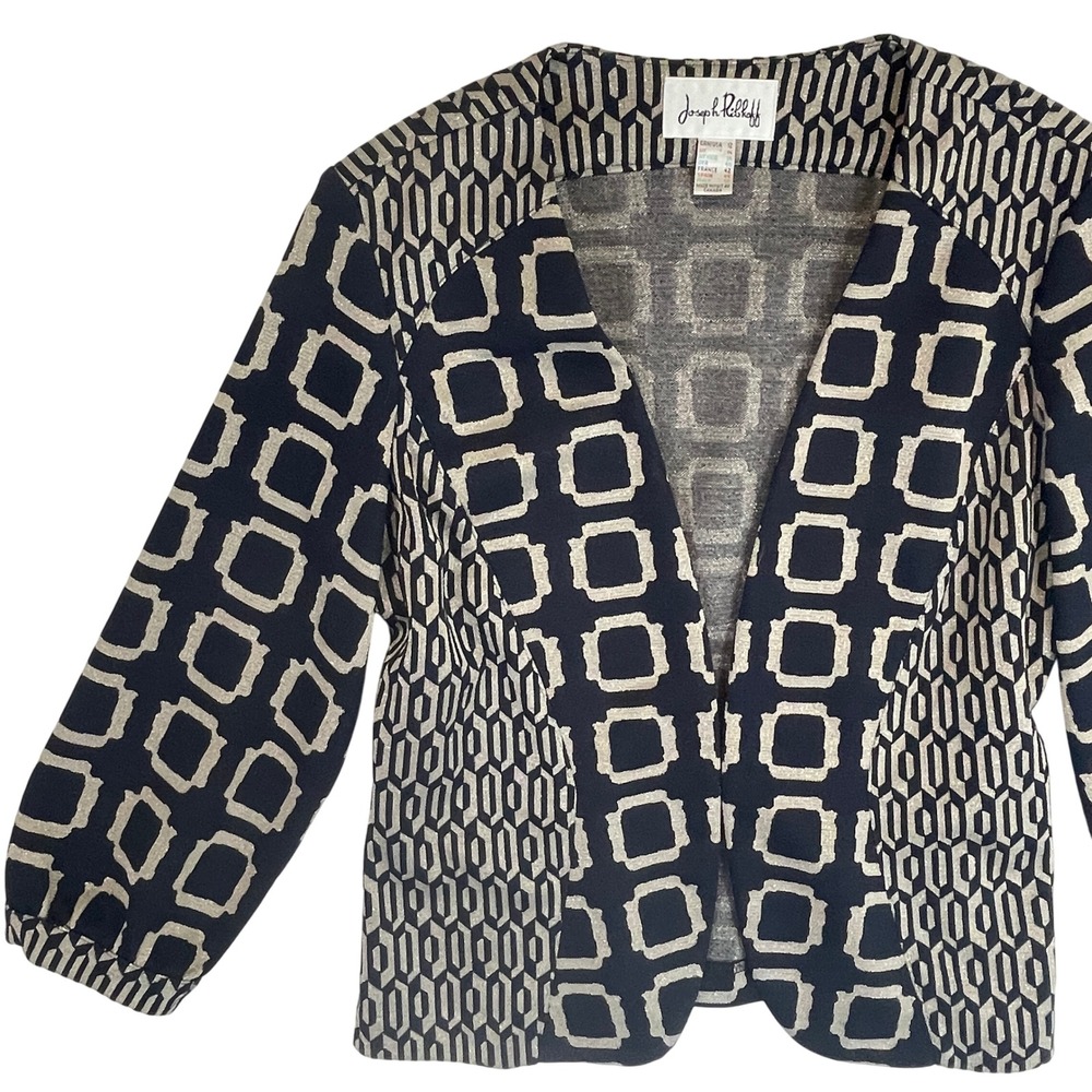 Joseph Ribkoff Blazer Jacket Size 12 Geo Print Career Business Casual